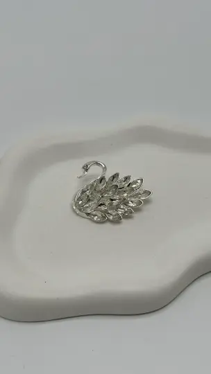 Silver Kuğu Zirkon Taşlı Broş