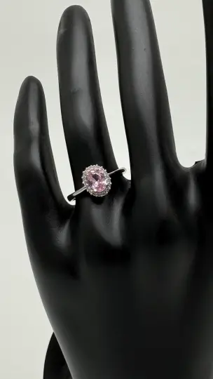 Silver Roselle Pembe Taşlı Oval Yüzük - 2