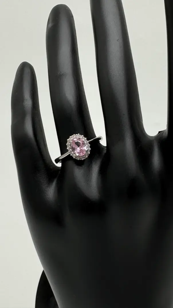 Silver Roselle Pembe Taşlı Oval Yüzük - 2