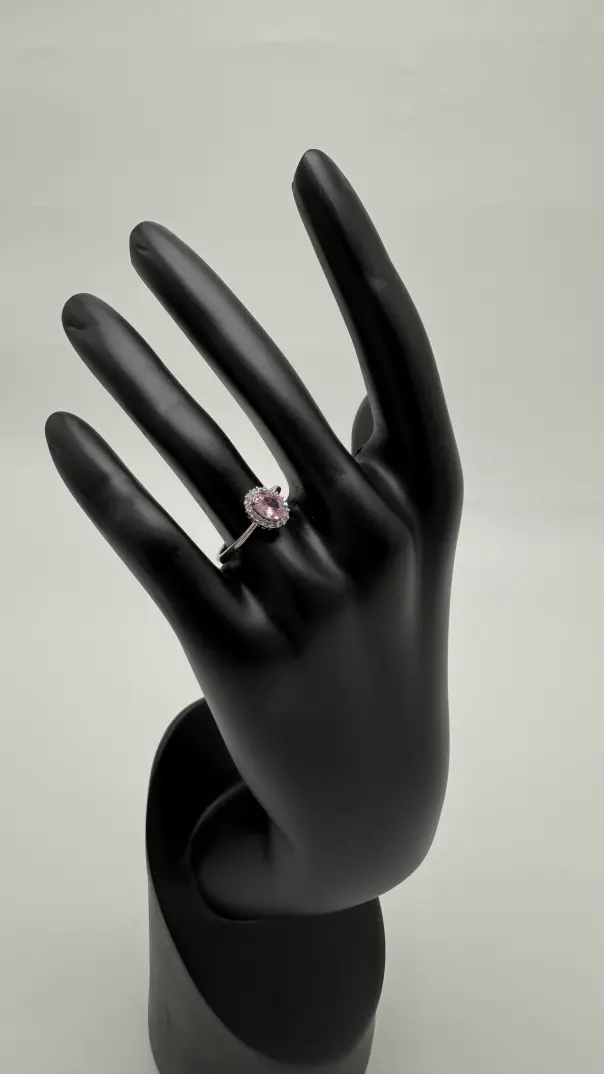 Silver Roselle Pembe Taşlı Oval Yüzük - 3