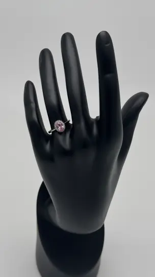 Silver Roselle Pembe Taşlı Oval Yüzük - 4