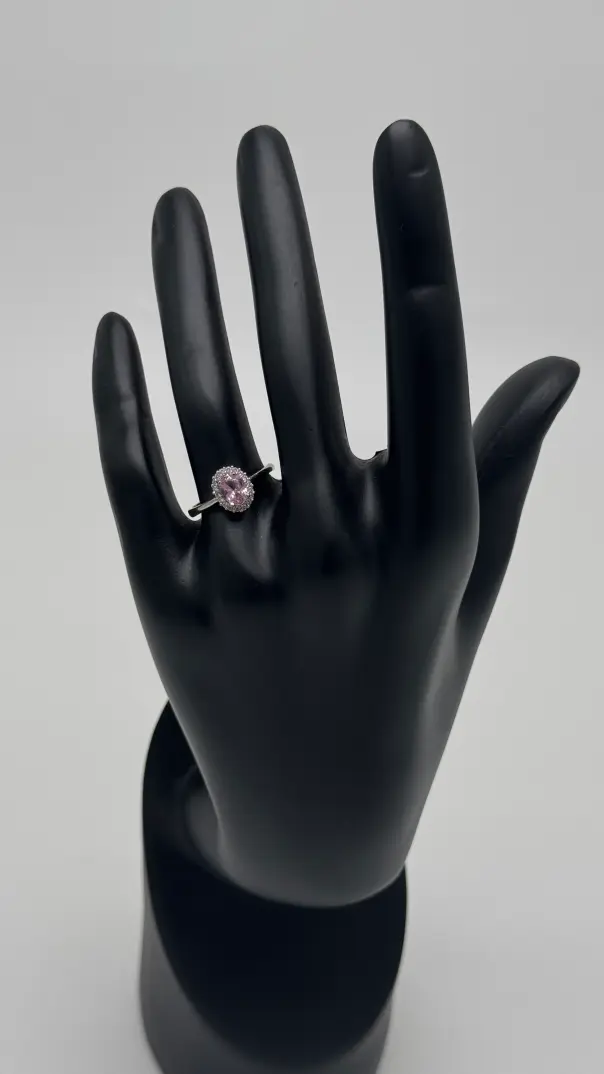 Silver Roselle Pembe Taşlı Oval Yüzük - 4