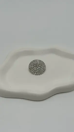 Silver Yuvarlak Zirkon Taşlı Broş - 3