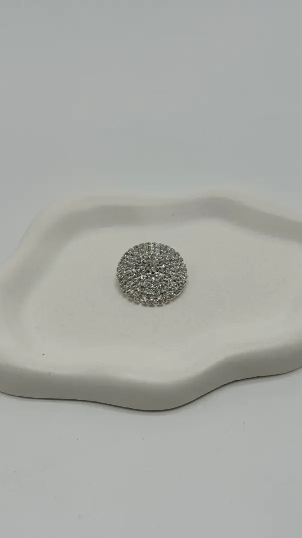 Silver Yuvarlak Zirkon Taşlı Broş - 3