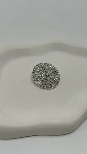 Silver Yuvarlak Zirkon Taşlı Broş - 4