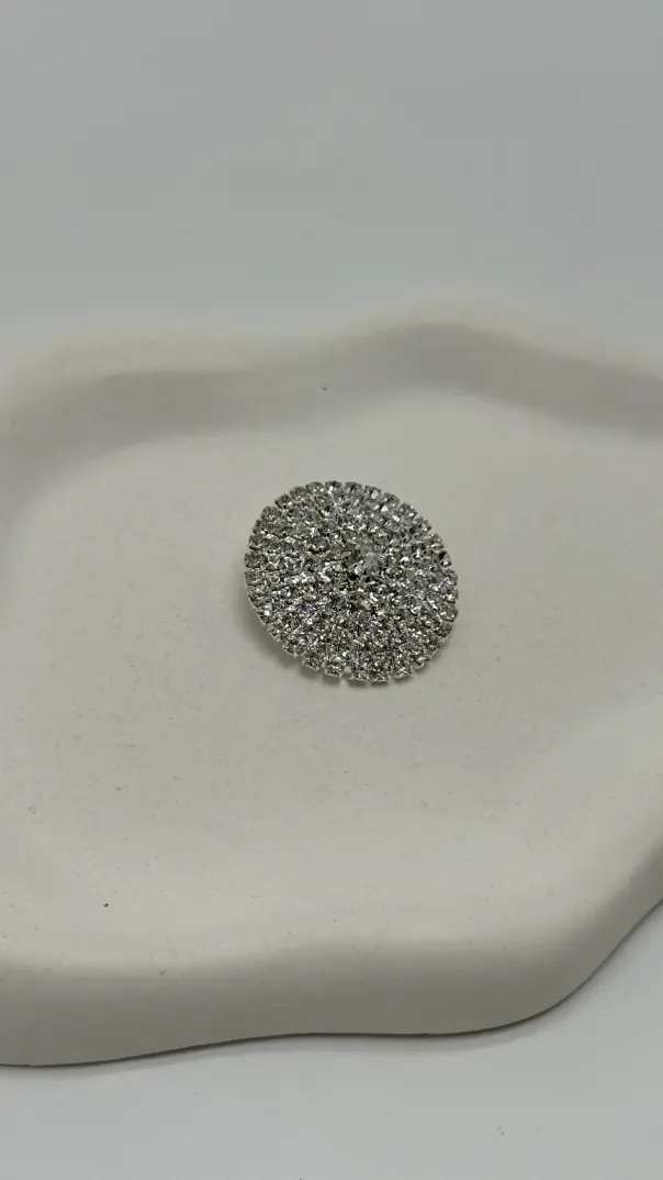Silver Yuvarlak Zirkon Taşlı Broş - 4