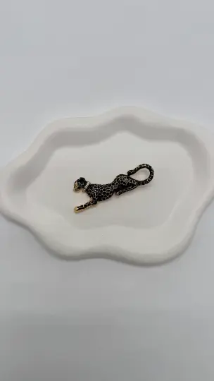 Siyah Gold Detay Leopar Broş - 3